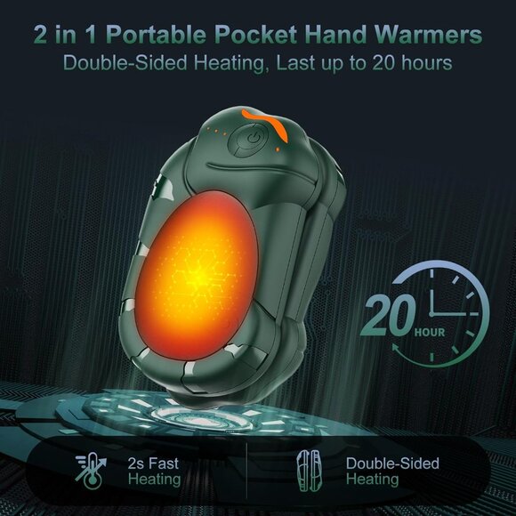 Hand Warmers Rechargeable 2‎ Pack Chameleon Shaped Electric Warm Pocket Heater - Picture 2 of 6